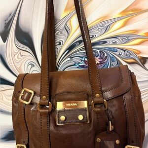 Prada Dark Brown Leather Shoulder Bag
